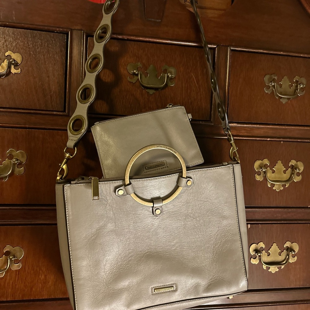 Rebecca Minkoff Beige Shoulder Bag with Gold Accents